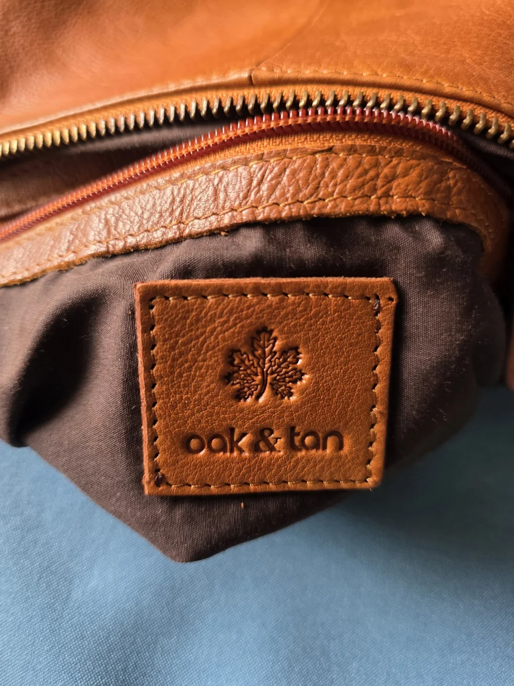 Oak & Tan Genuine Leather Crossbody Bag - Cognac Brown